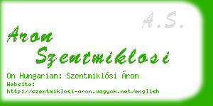 aron szentmiklosi business card